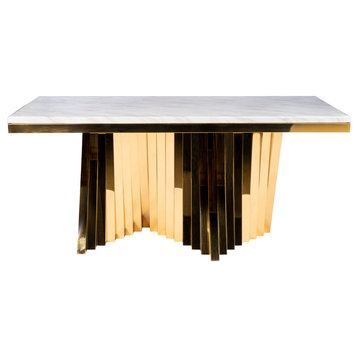 Waterfall Marble Top Dining Table, Gold