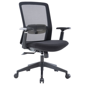 LeisureMod Ingram Modern Mesh Office Task Chair With Adjustable Armrests, Black