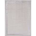 KAS Rugs - LUNA 7129 7'10x10'10" Rug, Ivory/Silver - LUNA 7129 7'10 X 10'10" - Ivory/Silver Beautifully crafted rugs adding subtle drama to any room. The texture adds depth, the metallic highlights add luster and the tonal colors make for an easy decorating palette. Luna is machine woven of soft polyester and polypropylene in Turkey and has a 1/4 pile height.  Luna 7129 Ivory/Silver Border 7'10" x 10'10". Machine-Woven of Polyester and Polypropylene with No Backing. Made in Turkey. Vacuum regularly and spot clean stains. Professional cleaning recommended periodically.