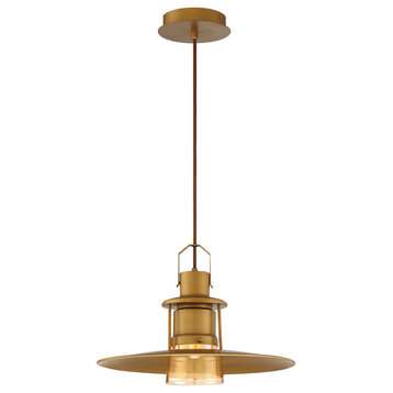 Lamport 1 Light LED Pendant, Brushed Brass