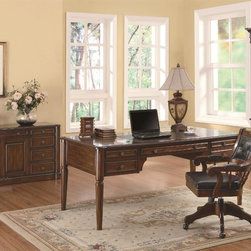 Coaster 3 Pieces Peterson Walnut Office Desk Set - Home Office Furniture