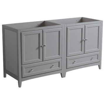 Oxford Traditional Double Sink Bathroom Cabinet, Gray, 59"-60"