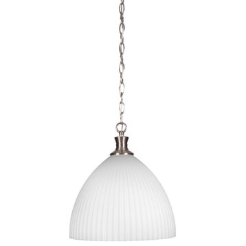 Carina 1-Light Chain Hung Pendant, Brushed Nickel/Opal Frosted