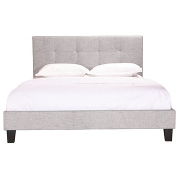 Urbain King/Queen Bed Gray Upholstered Fabric, King Light Grey