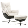 Rio Modern Two-Toned Swivel Chair & Ottoman Set, White/Black