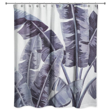 Painted Tropical Leaves 4 71x74 Shower Curtain