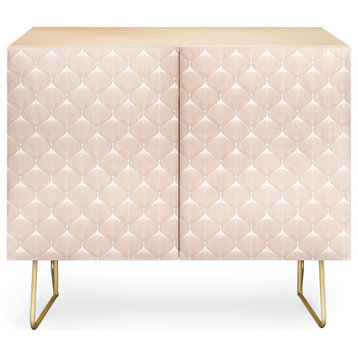 Deny Designs Pale Pink Spring Bulbs Credenza, Birch, Gold Steel Legs