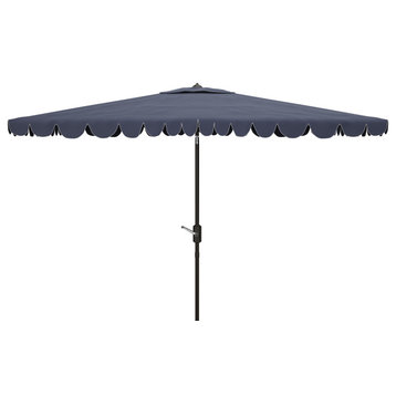 Safavieh Safvieh Venice 6.5 x 10 Rectangle Crank Umbrella, Navy/White