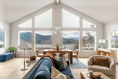 Transitional living room photo in Portland