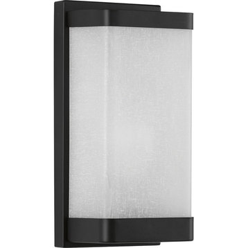 1-Light Linen Glass Wall Sconce, Black