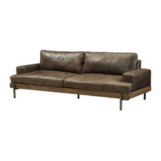 Acme Silchester Leather Sofa In Oak And Distress Chocolate Acme Silchester Leather Sofa In Oak And