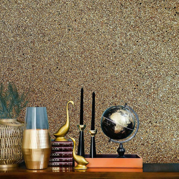 Modern Brass Gold Metallic Natural Chip Stone Real Mica Wallpaper Plain Textured, 8.5" X 11" Sample