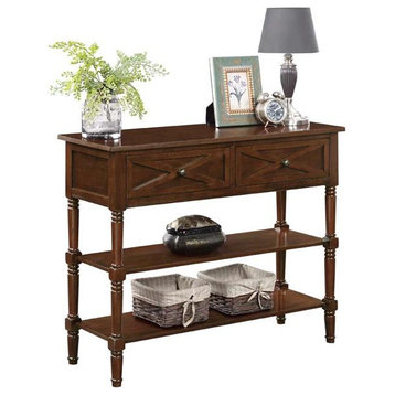 Convenience Concepts Country Oxford 2-Drawer Console Table Espresso Wood Finish