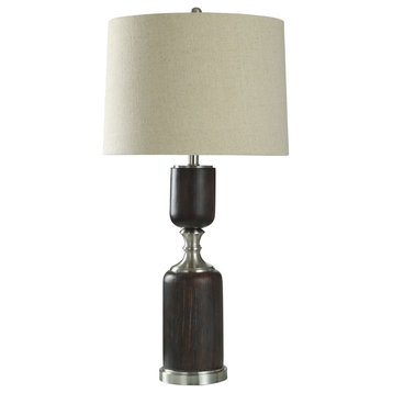 Cameron Table Lamp, Faux Dark Wood