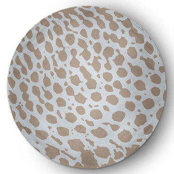 Leopard Pattern Modern & Contemporary Chenille Area Rug, Brown, 5' Round