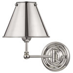 Hudson Valley Lighting - Classic No.1 Swing-Arm Metal Shade Wall Sconce, Polished Nickel - Designed by Mark D. Sikes