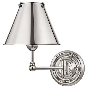 Classic No.1 Swing-Arm Metal Shade Wall Sconce, Polished Nickel