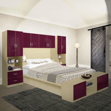 Studio Pier Wall Platform Bed with Matte Headboard & Storage Foot-board
