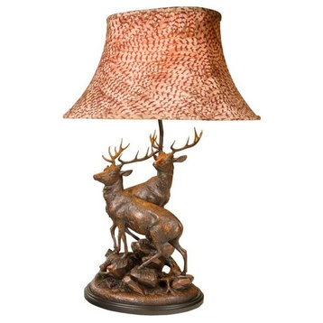 Grand Stags Lamp, Dark English Oak, Pheasant Feather