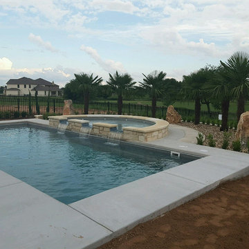 Claremount Fiberglass Pool with Semicircle Spillover Spa