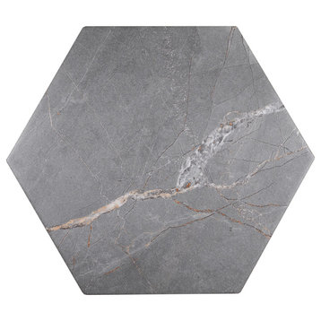 Pulpis Dark Gray 7.7"x8.9" Hexagon Porcelain Wall/Floor Tile, 1 Box