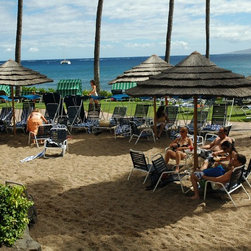 Natural Reed Thatch Umbrella - Resort Pool area - Outdoor Umbrellas