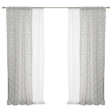 Pippin Linen and Sheer Diamante Mix/Match Curtains, Black