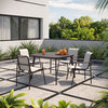 Eiland 5-Piece 45" Square Dining Table and Orso Armchairs Set, Carbon, Fog Sling