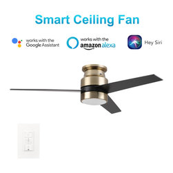 Carro - Carro 52'' Indoor Ceiling Fan with Light Wall Control and Remote by Wifi App, Golden - Ceiling Fans