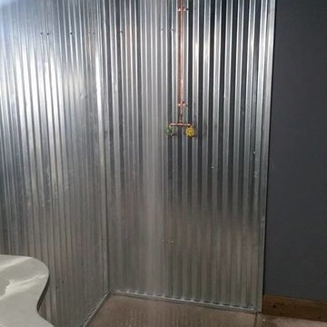 Open Shower Coordinates with Concrete Vanity