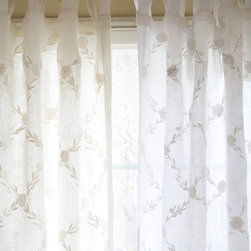 Taylor Linens - Trellis Cream Curtain Panel Linen Voile, 42"x84" - Curtains