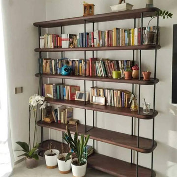 Ellis Mid Century Bookshelf | Solid Pine Wood & Metal Frame Design