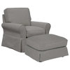 Sunset Trading Horizon Fabric Slipcovered Swivel Rocking Chair & Ottoman in Gray