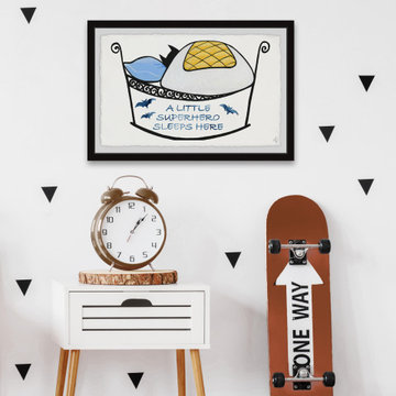 "Superhero Bed" Framed Painting Print