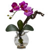 Mini Phalaenopsis With Fluted Vase Silk Flower Arrangement, Purple