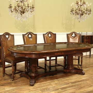 Green Leather Top Games Table, Poker Table
