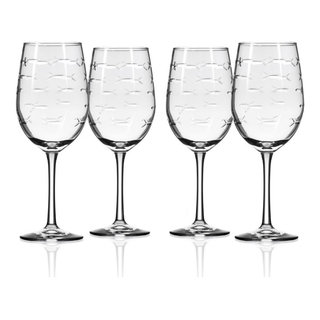 Rolf Glass School of Fish White Wine 12oz - Set of 4 Glasses