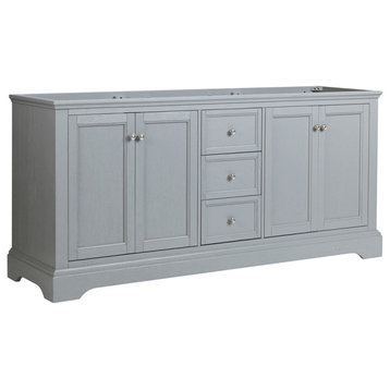 Windsor Gray Textured Traditional Double Sink Bathroom Cabinet, 72"
