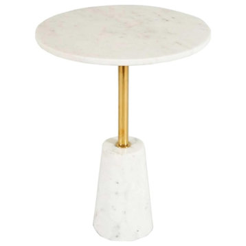 First of a Kind Wendy Modern White Marble Pedestal Side Table