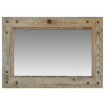 My Barnwood Frames - Park City Style Barnwood With Alder Inset And Nailhead Corner Tacks, 18"x22" - We've taken our popular Hobble Creek frame and turned it into a classic western mirror. We add a 1/2 inch walnut-stained alder inset to a 3 1/2 inch barnwood frame to help draw out the natural tones and textures of the naturally distressed wood. Nail head tacks are added in each corner to enhance the rustic and western charm of this mirror. While it is primarily viewed as a western decor mirror, its simplicity and classic styling make it a great addition to any room. Try it with nautical and farmhouse decor to elevate your interior decorating skills to the next level. D-ring hanging hardware is included with each mirror allowing you to decide whether to hang it horizontally or vertically. Mirror sizes are listed according to exterior dimensions. Handcrafted in USA. PLEASE NOTE: Because of the possible variances in computer monitor colors and reclaimed wood colors, your completed frame may vary slightly in color and texture from the one you see pictured here.
