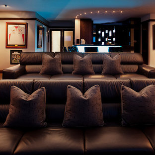 Transitional home theater photo in Perth