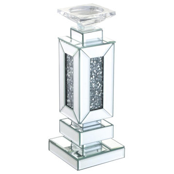 13.5" Tall Crystal Candleholder Silver Royal Cut Crystal