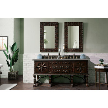 Balmoral 72" Double Vanity Cabinet, Antique Walnut,, 3 Cm Gray Expo Quartz Top