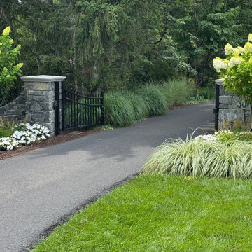 Entry walls, gates and plantings