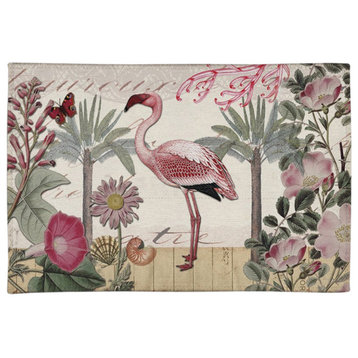 Botanical Flamingo 5'x7' Chenille Rug
