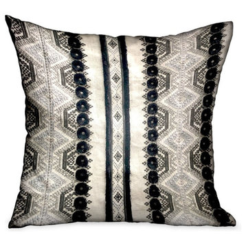 Plutus Scandanavian Stripe Black, White Geometric Luxury Throw Pillow, 18"x18"