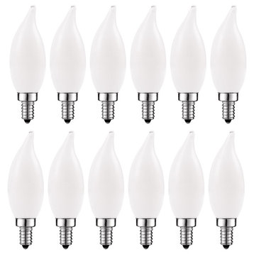 4W Frosted Candle LED Bulb Warm White E12 Flame Tip 12 Pack