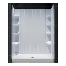 Acrylic Shower Stall Kits Houzz Dreamline 30x60 Center Drain Acrylic Shower Base Qwall Backwall Kit White Stalls And