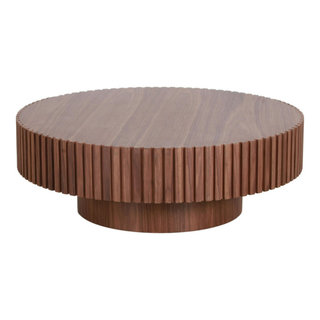 Modrest Pierre Modern Walnut Large Round Coffee Table - Transitional ...