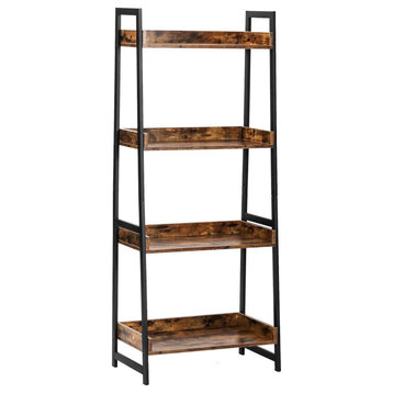 Industrial Bookshelf 4-Tier, 60" H Ladder Shelf